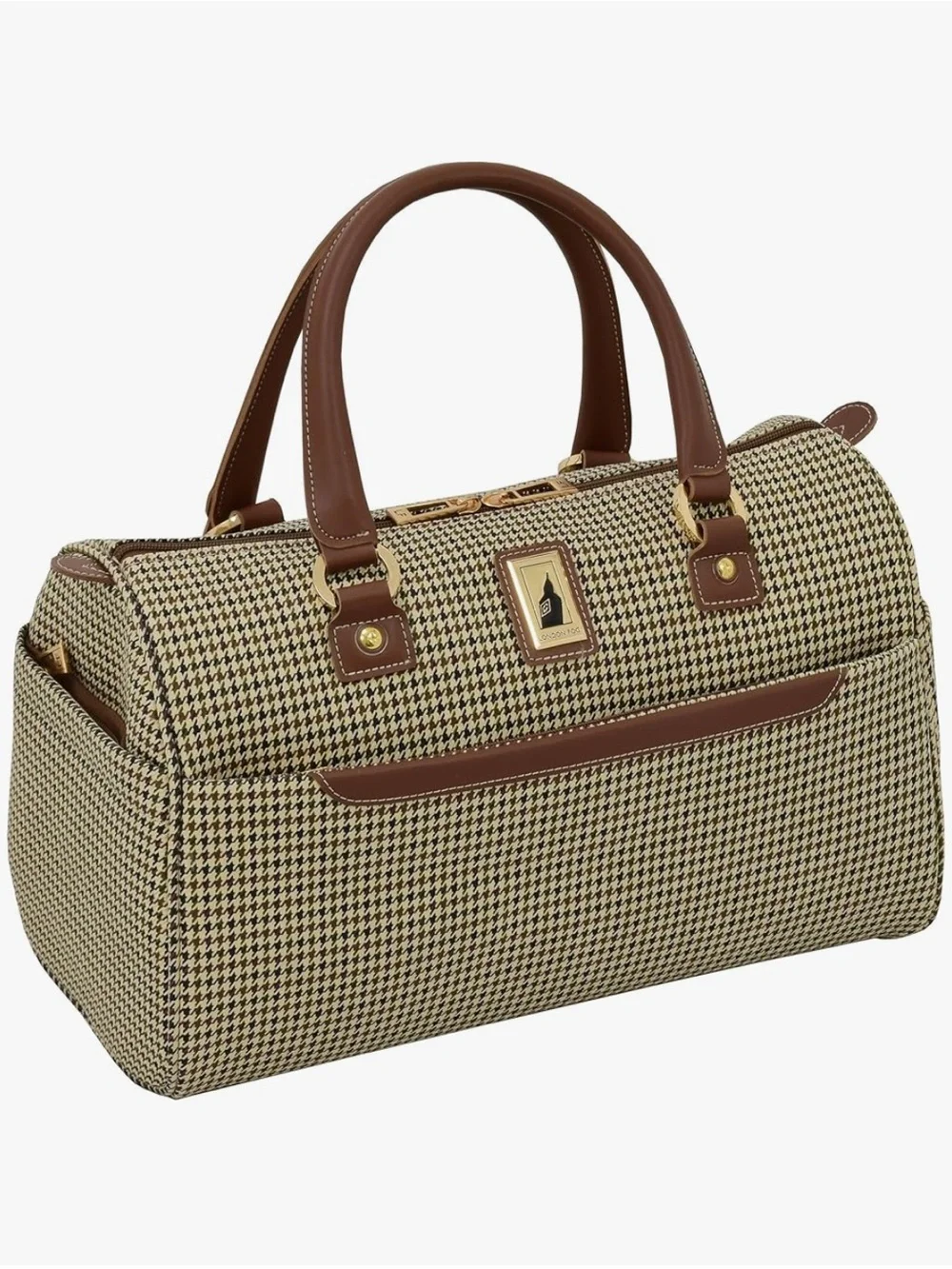 London Fog Cambridge II 16-inch classic satchel, houndstooth pattern